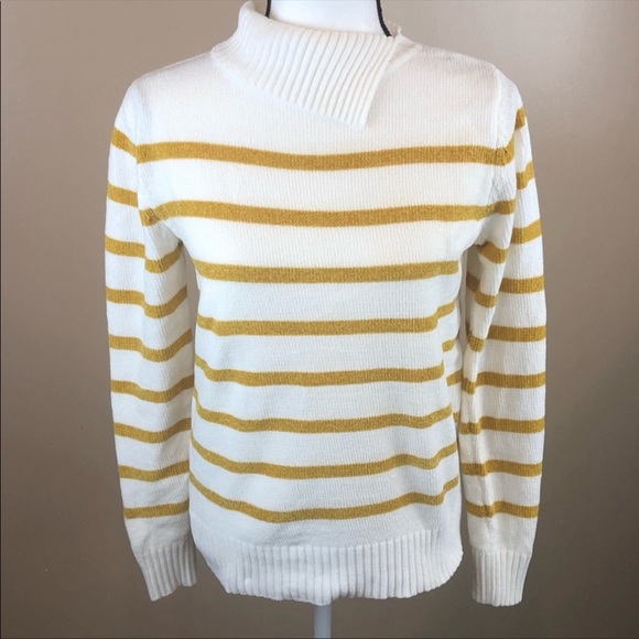 English Factory Sweaters - English Factory sweater split cowl neck yellow and cream striped XS NWT